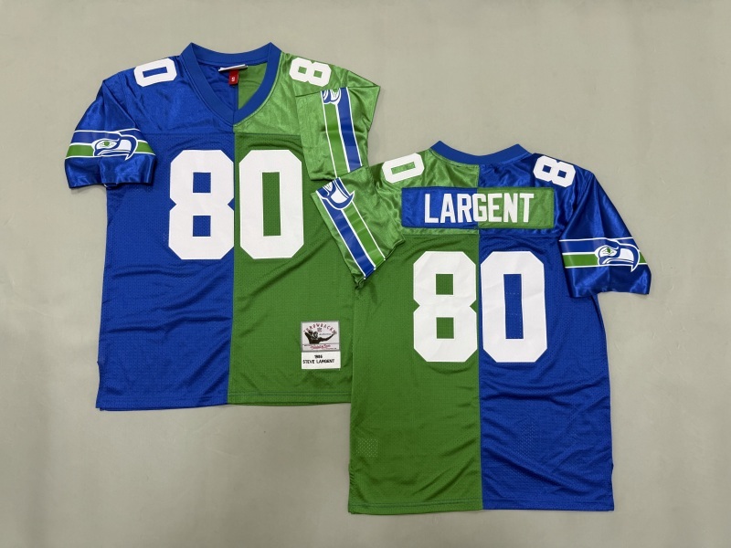 Men 2025 Seattle Seahawks #80 Largent blue green Throwback Limited NFL Jersey style 001->seattle seahawks->NFL Jersey